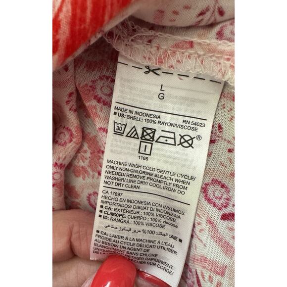 Old Navy Sleeveless Tropical Top Size L Keyhole Back - Picture 4 of 6